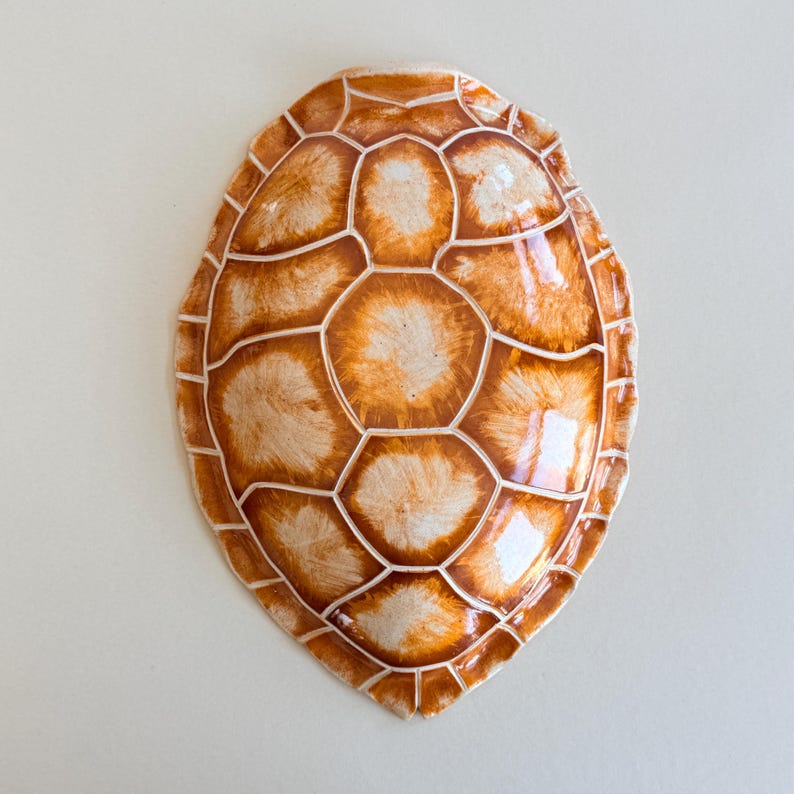 Real Turtle Shell Design Hand-sculpted Ceramic Sea Turtle Shell: Brown and Golden Ocean Decor - Etsy