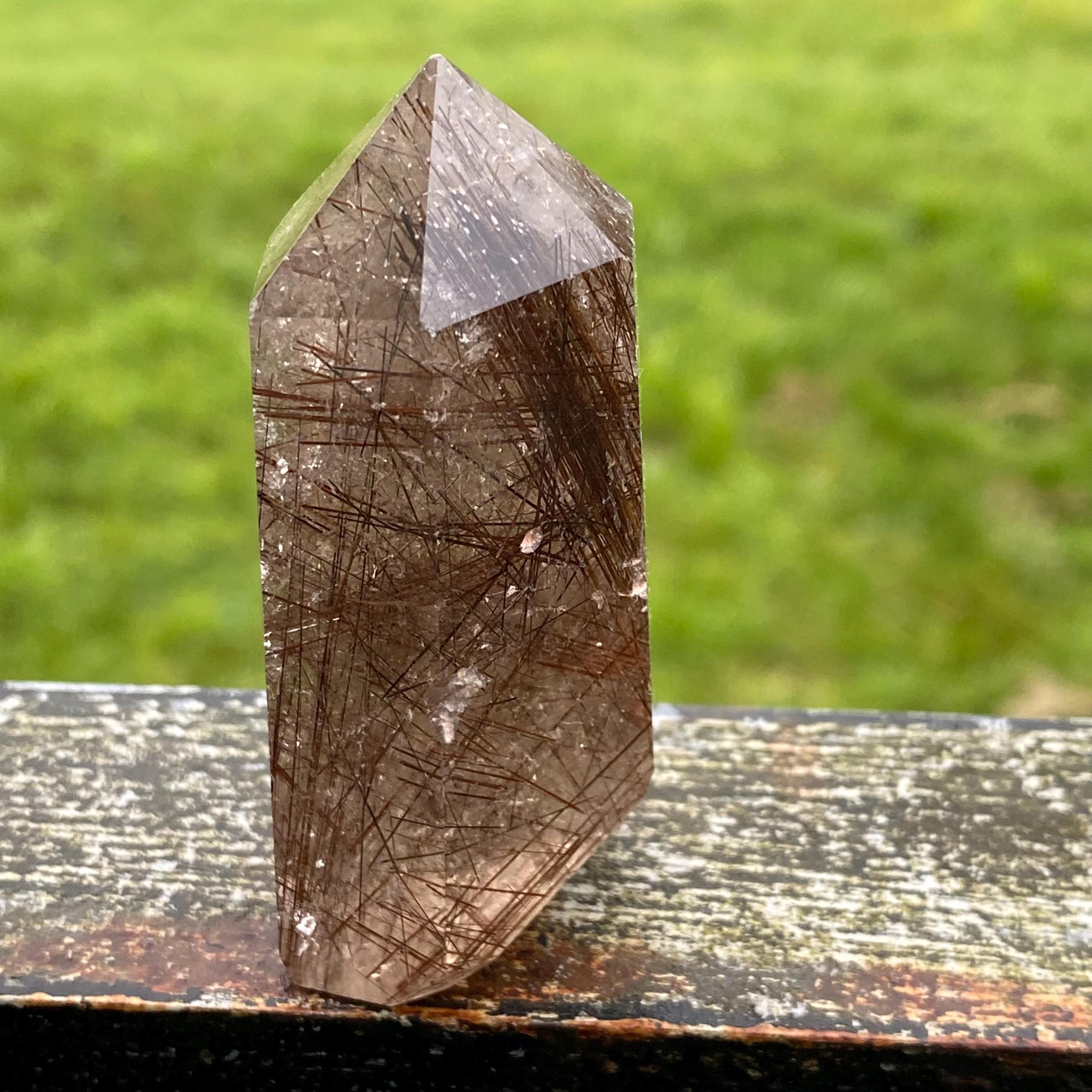スモーキールチルクォーツ　ポイント ルチルクォーツ スモーキークォーツ ポイント 六角柱 タワー 天然石