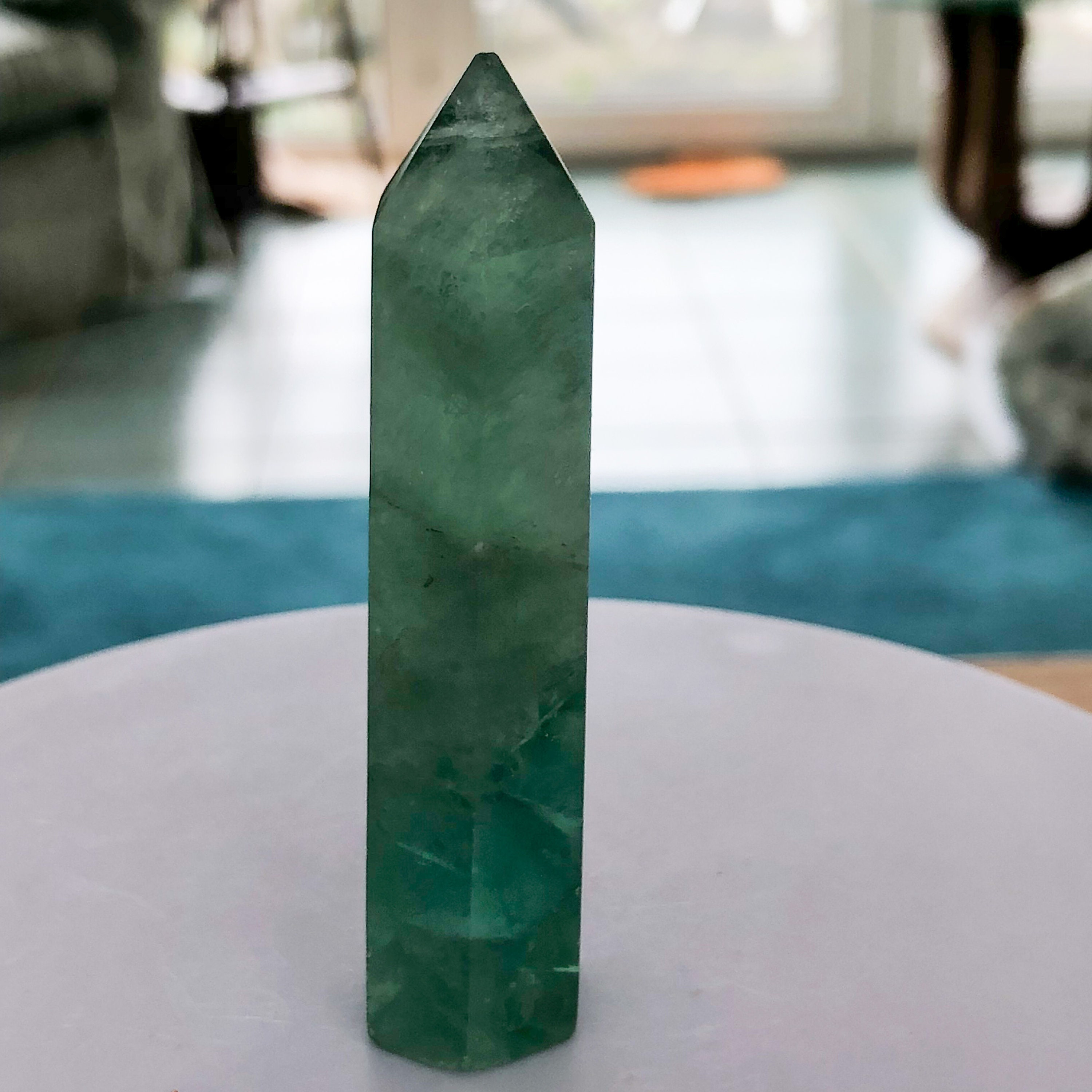 研磨されたグリーンフローライトタワー約47グラム - Etsy 日本
