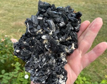 ナミビア産ハイアライト付き大型ブラックトルマリンクラスター UV感度