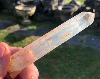 Golden Healer Blue Mist Lemurian Quartz Point approx 76 grams