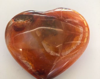 Polished druzy Carnelian Heart 93 grams approx