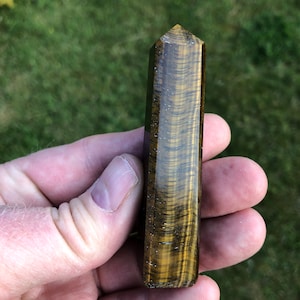 Polished Tigers Eye Standing Point approx 53 grams