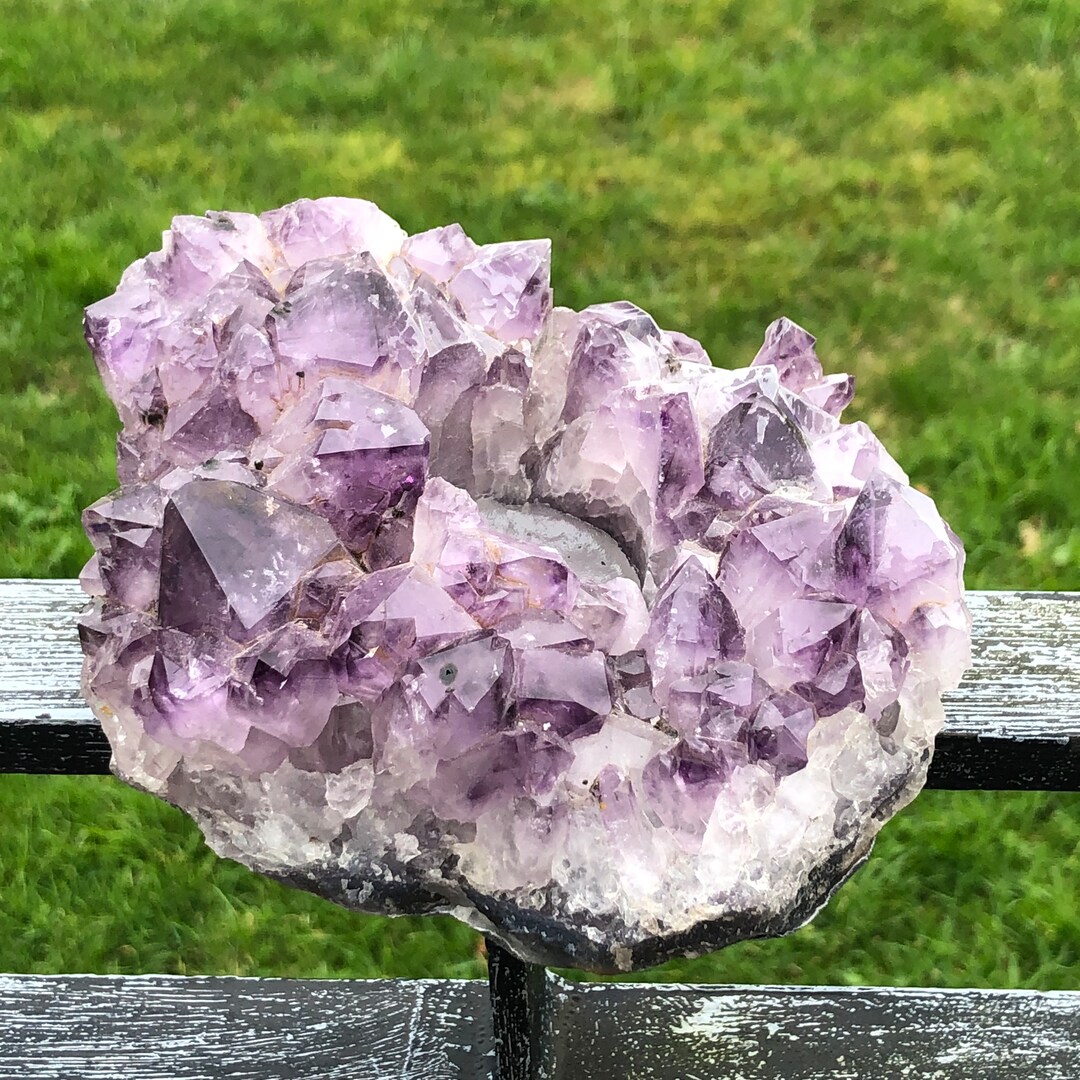 Amethyst tea light holder, tastefully finished with a gold