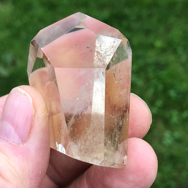 Polished and Facetted Citrine Point approx 78 grams