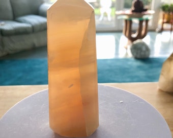 Polished Honey Calcite Tower or Standing Point