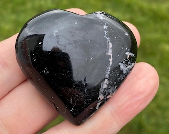 Polished Black Tourmaline Heart With Feldspar 77 Grams Approx - Etsy