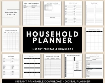 Household Planner - Printable Home Management Binder - Blank & Undated Pages Included - SAHM Homemaker Organizational Productivity Tools