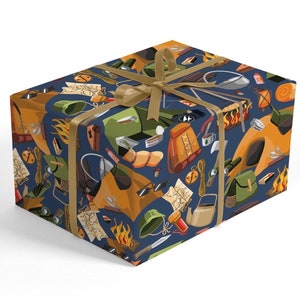 Papel de regalo para acampar: papel de regalo para hombres, papel para aventuras al aire libre, regalo de cumpleaños para hombres, regalo para el día del padre, regalo para caminatas, regalo para campistas