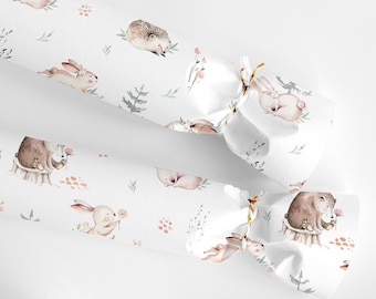 Papel de regalo con temática de bosque: papel de regalo para baby shower de primavera, conejitos florales, oso de bosque, erizo bebé, papel de regalo de cumpleaños para niña con temática de bosque.