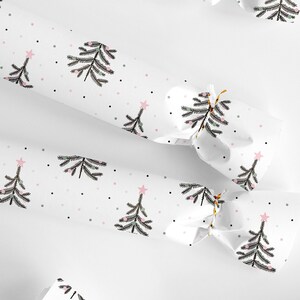 Papel de regalo para árboles de Navidad: papel de regalo minimalista, papel de regalo de Navidad rosa, papel de regalo para fiestas, papel de Navidad botánico
