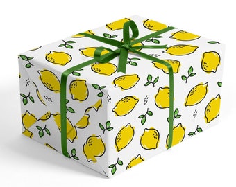 Papier cadeau citron - Papier cadeau fruit, Papier cadeau alimentaire, Papier cadeau anniversaire, Anniversaire fruit, Fête d'agrumes, Papier cadeau citron