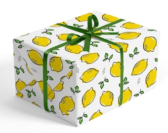 Lemon Wrapping Paper, Fruit Gift Wrap Paper, Food Wrapping Paper, Birthday Wrapping Paper, Citrus Lemon Paper, Gardening Gift, Kitchen Paper