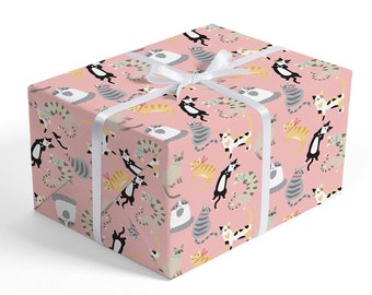 Pink Kitty Wrapping Paper - Cat Lover Gift Wrap, Pet Adoption, Cat Birthday Paper, Girls Wrapping Paper, Kitten Paper, Birthday Wrapping
