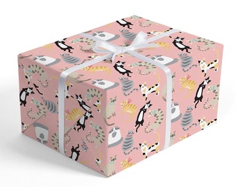 Pink Kitty Wrapping Paper - Cat Wrapping Paper, Animal Wrapping Paper, Cute Wrapping Paper, Kitten Wrapping Paper, Birthday Wrapping Paper