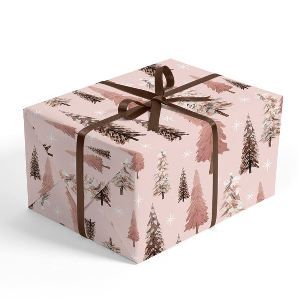 Weihnachtsbaum Geschenkpapier - Geschenkpapier Weihnachten, Weihnachtsgeschenkpapier, Feiertags-Geschenkpapier, rosa Weihnachtspapier, Geschenkverpackung