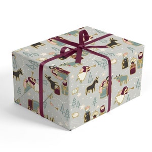 Papel de regalo navideño - Papel de regalo religioso, Rollo de papel de regalo, Papel de regalo festivo, Natividad de Navidad, Papel de regalo cristiano