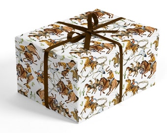Cowboy Wrapping Paper - Western Wrapping Paper, Rodeo Wrapping Paper, Western Gift Wrap, Animal Wrapping Paper, Horse Wrapping Paper