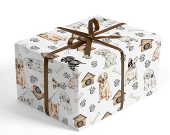 Hunde Geschenkpapier - Welpen Geschenkpapier, Hunde Geburtstag Geschenkpapier, Hunde Liebhaber Geschenke, Urlaub Geschenkpapier, Hundepapier, Hunde Geschenkverpackung