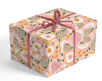 Peach Wrapping Paper - Fruit Wrapping Paper, Citrus Party, Peach Baby Shower, Citrus Baby Shower, Baby Wrapping Paper, Peach Gift Wrap