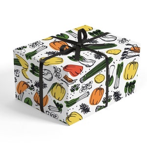 Papier d'emballage de légumes - Papier d'emballage végétarien, papier d'emballage sur le thème alimentaire, cadeau pour jardinier, cadeau pour gourmets, marché de producteurs, cadeau de chef