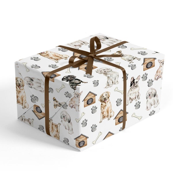 Dog Wrapping Paper - Puppy Wrapping Paper, Dog Birthday Wrapping Paper, Dog Lover Gifts, Holiday Wrapping Paper, Dog Paper, Dog Gift Wrap