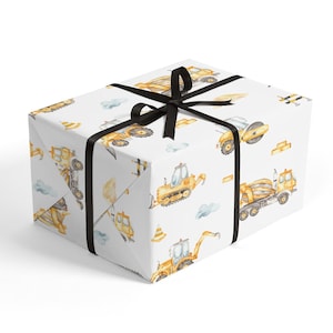 Baustellenpapier Geschenkpapier - Baumaschinen-Geburtstagsparty, Bau-Babyparty, Gelbe Fahrzeuge Papier, Geburtstagsgeschenkpapierbögen