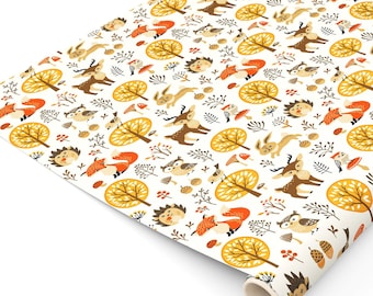 Woodland Wrapping Paper - Woodland Animal Baby Shower, Woodland Birthday Party, Baby Shower Wrapping Paper, Woodland Animal Gift Wrap Paper