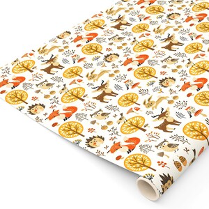 Papier cadeau forêt - Shower de bébé animal de la forêt, fête d'anniversaire de la forêt, papier cadeau baby shower, papier cadeau animal de la forêt