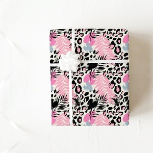 Pink Leopard Print Paper - Cheetah Print Paper, Bachelorette Wrapping Paper, Bridal Shower Gift Wrap, Girl Jungle Birthday, Animal Gift Wrap