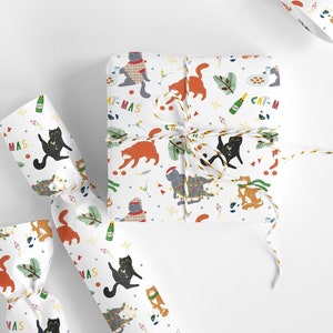 Festive Felines Bulk Wrapping Paper Roll - 208'x24 - 416 Sq Ft