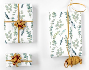 Eucalyptus Wrapping Paper - Bridal Shower Gift Wrap, Wedding Wrapping Paper, Greenery Baby Shower, Floral Gift Wrap, Botanical Gift Wrap