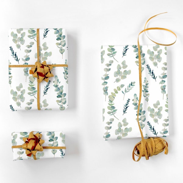 Eucalyptus Wrapping Paper - Bridal Shower Gift Wrap, Wedding Wrapping Paper, Greenery Baby Shower, Floral Gift Wrap, Botanical Gift Wrap
