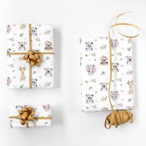 Woodland Baby Paper - Carta da regalo per baby shower, baby shower bambina Woodland, baby safari floreale bambina, compleanno bambina Woodland, carta da regalo per neonati