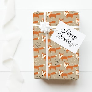 Papel de envolver Fox - Papel de envolver para bebés, Papel de envolver del bosque, Fiesta de zorros, Papel de envolver baby shower, Envoltura de regalo de animales del bosque