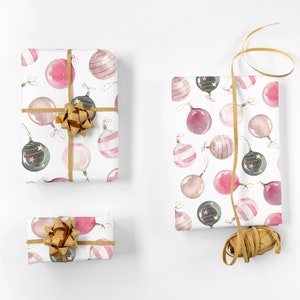 Christmas Wrapping Paper - Ornament Wrapping Paper, Holiday Wrapping Paper, Pink Christmas Paper, Pink Gift Wrap, Wrapping Paper Christmas