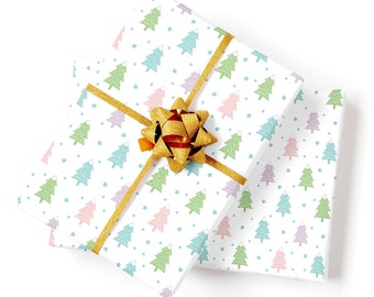 Christmas Tree Wrapping Paper - Wrapping Paper Christmas, Holiday Gift Wrap Paper, Holiday Wrapping Paper, Pastel Christmas Wrapping Paper