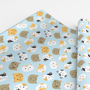 Cat Wrapping Paper - Kitten Gift Wrap, Cute Kids Wrapping Paper, Wrapping Paper Rolls, Cat Birthday Wrapping Paper, Kitty Cat Wrapping Paper