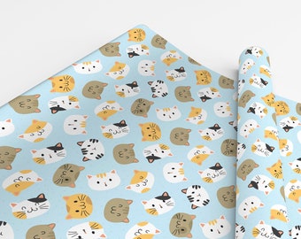 Cat Wrapping Paper - Kitten Gift Wrap, Cute Kids Wrapping Paper, Wrapping Paper Rolls, Cat Birthday Wrapping Paper, Kitty Cat Wrapping Paper