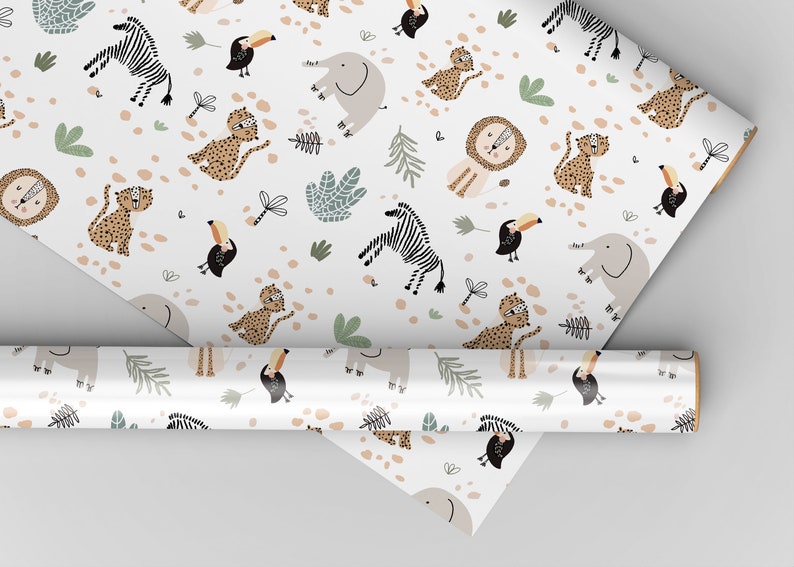 Safari Wrapping Paper Baby Shower Wrapping Paper Baby Etsy