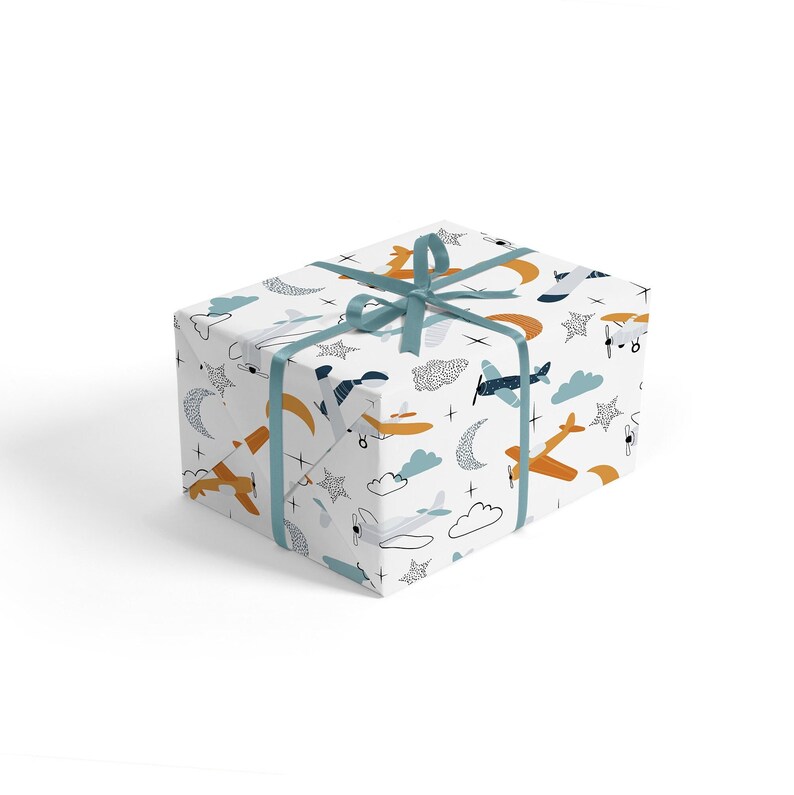 Airplane Wrapping Paper Airplane Gift Wrap Plane Wrapping Etsy