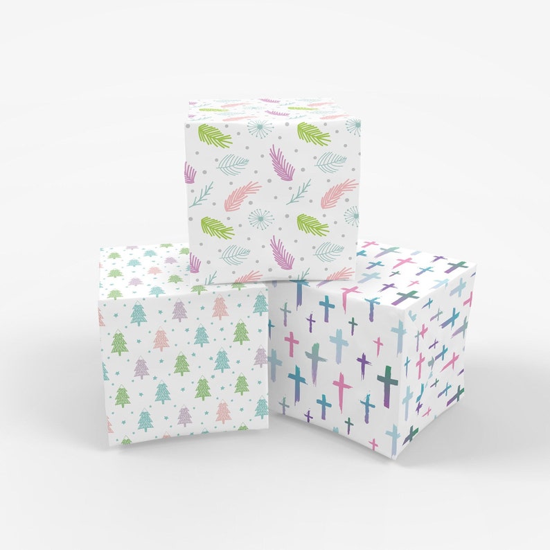 Pastel Christmas Wrapping Paper Bundle Wrapping Paper Christmas, Christian Wrapping Paper, Holiday Wrapping Paper, Pastel Gift Wrap image 2