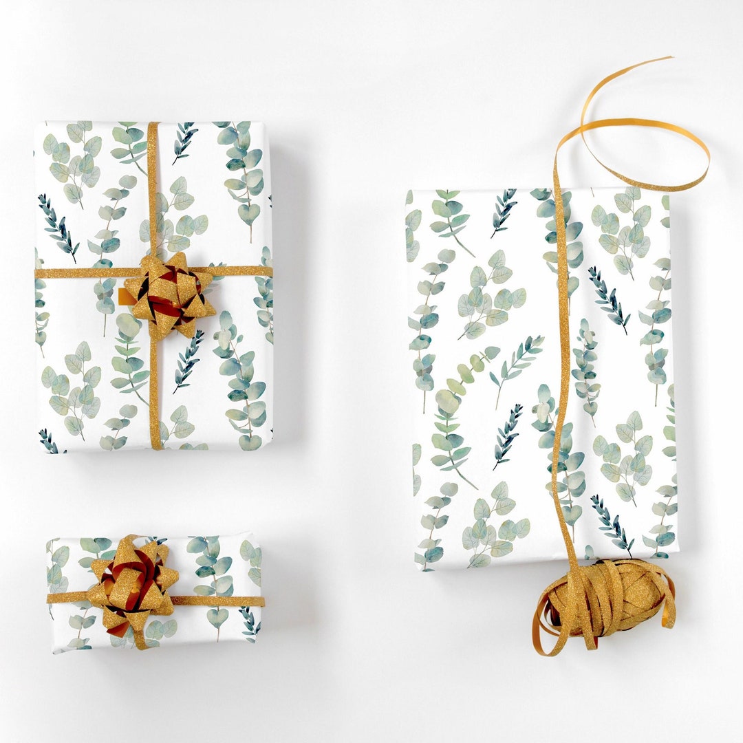Eucalyptus Wrapping Paper Bridal Shower Gift Wrap, Wedding Wrapping Paper, Greenery Baby Shower