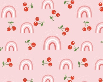 Carta da regalo rosa - Stampa ciliegie - 6 fogli di carta da regalo per
