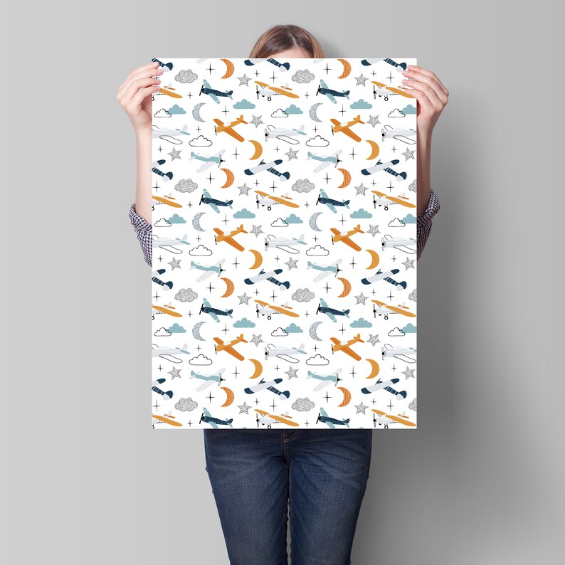 Airplane Wrapping Paper Airplane Gift Wrap Plane Wrapping Etsy