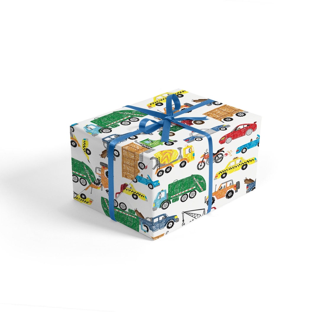 Truck Wrapping Paper Construction Wrapping Paper, Birthday Wrapping
