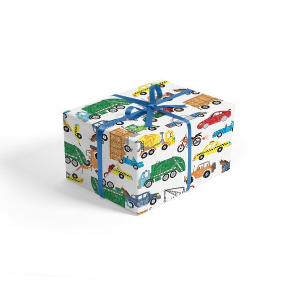 Truck Wrapping Paper Construction Wrapping Paper, Birthday Wrapping Paper,  Kids Wrapping Paper, Birthday Boy Wrapping Paper, Car Paper 