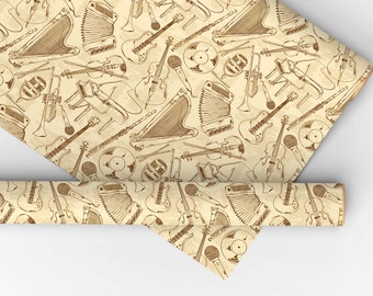 Music Wrapping Paper - Orchestra Wrapping Paper, Music Gifts, Guitar Wrapping Paper, Piano Gifts, Band Gifts, Birthday Gift, Musician Gift