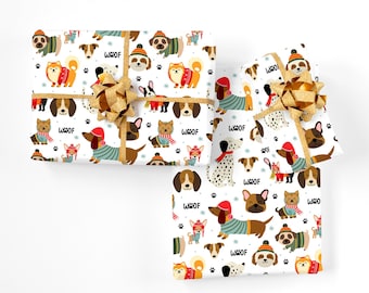 Dog Wrapping Paper - Christmas Wrapping Paper, Dog Christmas Gift, Holiday Wrapping Paper, Puppy Gift Wrap, Dog Lover Gifts, Dog Gift Wrap