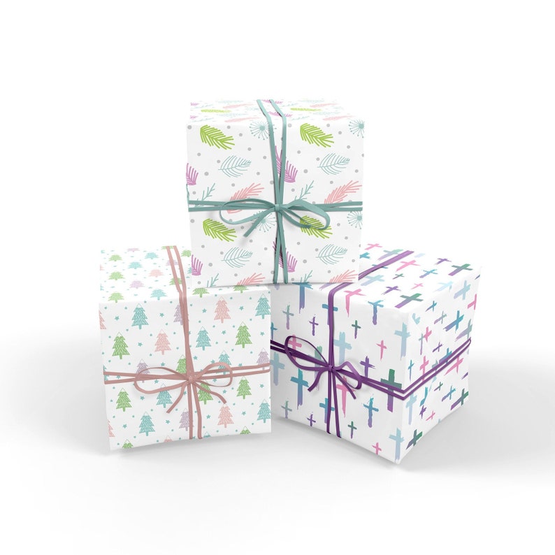 Pastel Christmas Wrapping Paper Bundle Wrapping Paper Christmas, Christian Wrapping Paper, Holiday Wrapping Paper, Pastel Gift Wrap image 7